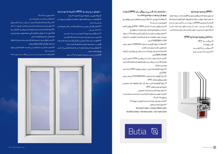 صفحه پنجره دوجداره UPVC در کاتالوگ چهل پنجره