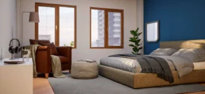 پنجره لولایی دوحالته UPVC بوتیا با روکش طرح چوب